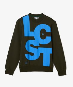 Lacoste Sweaters & Sweatshirts-Mens Classic Fit Contrast Lettering Cotton Sweatshirt-SH0233-51-lacoste near me 2