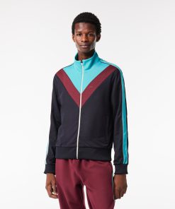 Lacoste Sweaters & Sweatshirts-Mens Colorblock Ripstop Piqué Zip-Up Sweatshirt-SH1168-51-lacoste store near me