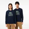 Lacoste Sweaters & Sweatshirts-Unisex Fleece Crew Neck Print Sweatshirt-SH1228-51-lacoste cardigan 3