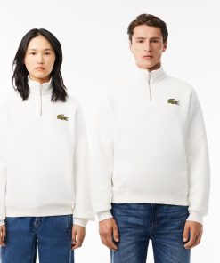 Lacoste Sweaters & Sweatshirts-Unisex Loose Fit Zip Neck Badge Accent Sweatshirt-SH2748-51-lacoste usa