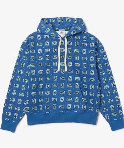 Lacoste Sweatshirts-Mens LIVE Loose Fit Print Cotton Hoodie-SH2779-51-lacoste cardigan 2