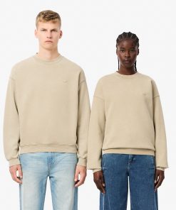 Lacoste Sweaters & Sweatshirts-Unisex Loose Fit Washed Effect Fleece Sweatshirt-SH2837-51-lacoste us