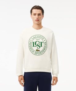 Lacoste Sweaters & Sweatshirts-Mens Loose Fit Printed Fleece Sweatshirt-SH2897-51-lacost