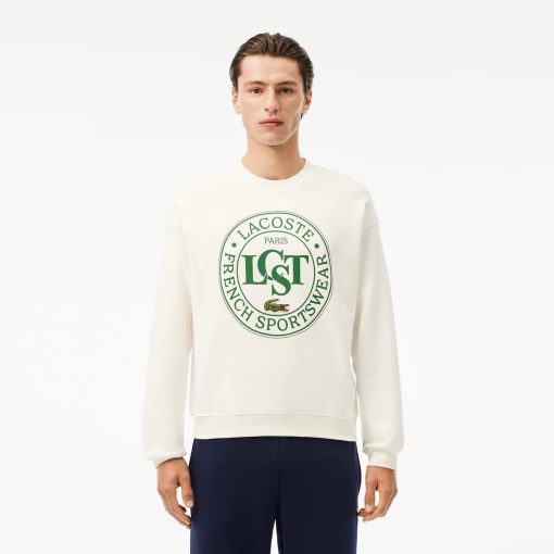 Lacoste Sweaters & Sweatshirts-Mens Loose Fit Printed Fleece Sweatshirt-SH2897-51-lacost