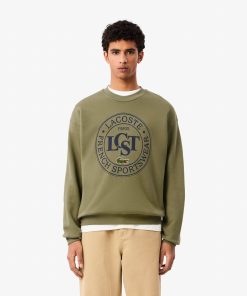 Lacoste Sweaters & Sweatshirts-Mens Loose Fit Printed Fleece Sweatshirt-SH2897-51-lacoste near me