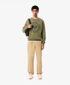 Lacoste Sweaters & Sweatshirts-Mens Loose Fit Printed Fleece Sweatshirt-SH2897-51-lacoste near me 2