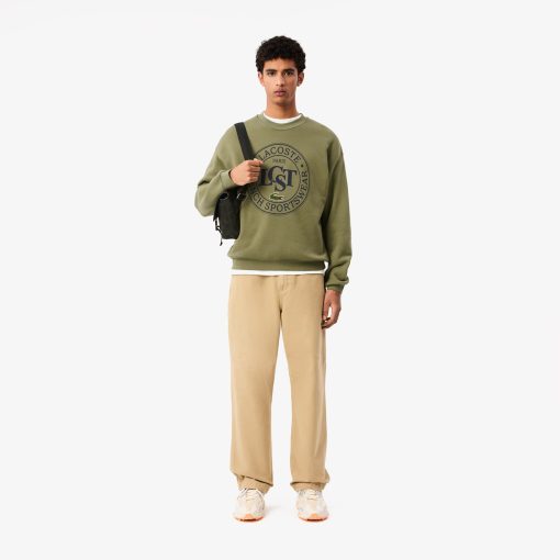 Lacoste Sweaters & Sweatshirts-Mens Loose Fit Printed Fleece Sweatshirt-SH2897-51-lacoste near me - Image 2