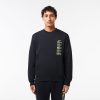 Lacoste Sweaters & Sweatshirts-Mens Loose Fit Printed Fleece Sweatshirt-SH2897-51-lacost 3