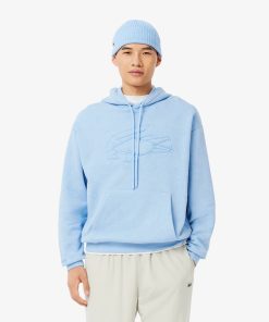 Lacoste Sweaters & Sweatshirts-Mens Relaxed Fit Printed Hoodie-SH3599-51-la coste