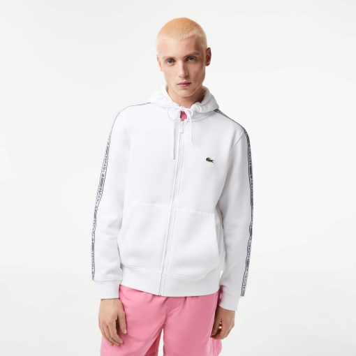 Lacoste Sweaters & Sweatshirts-Men’s Classic Fit Branded Stripes Zip-Up Hoodie-SH5065-51-la coste