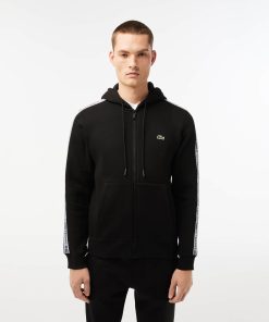 Lacoste Sweaters & Sweatshirts-Men’s Classic Fit Branded Stripes Zip-Up Hoodie-SH5065-51-lacoste factory outlet