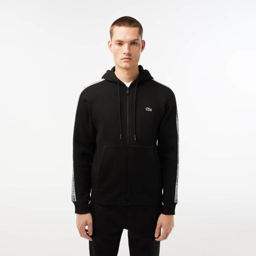 Lacoste Sweaters & Sweatshirts-Men’s Classic Fit Branded Stripes Zip-Up Hoodie-SH5065-51-lacoste factory outlet