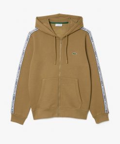 Lacoste Sweaters & Sweatshirts-Men’s Classic Fit Branded Stripes Zip-Up Hoodie-SH5065-51-locoste