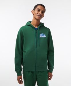 Lacoste Sweaters & Sweatshirts-Men’s Unbrushed Fleece Zip-Up Hoodie-SH5088-51-lacost