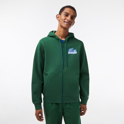 Lacoste Sweaters & Sweatshirts-Men’s Unbrushed Fleece Zip-Up Hoodie-SH5088-51-lacost