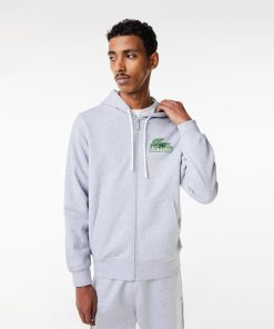 Lacoste Sweaters & Sweatshirts-Men’s Unbrushed Fleece Zip-Up Hoodie-SH5088-51-lacoste near me