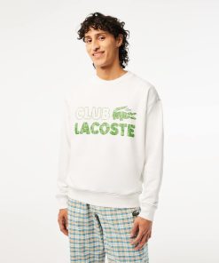 Lacoste Sweaters & Sweatshirts-Men’s Round Neck Loose Fit Vintage Print Sweatshirt-SH5453-51-la coste