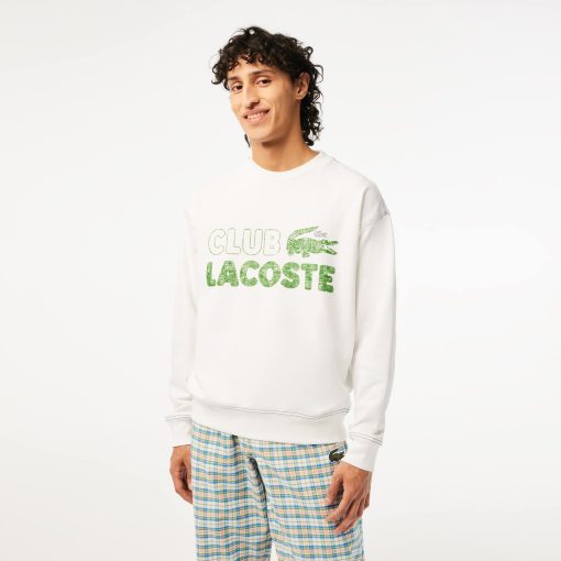 Lacoste Sweaters & Sweatshirts-Men’s Round Neck Loose Fit Vintage Print Sweatshirt-SH5453-51-la coste