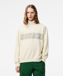 Lacoste Sweaters & Sweatshirts-Men’s Loose Fit Organic Cotton Half Zip Sweatshirt-SH5595-51-lacoste near me