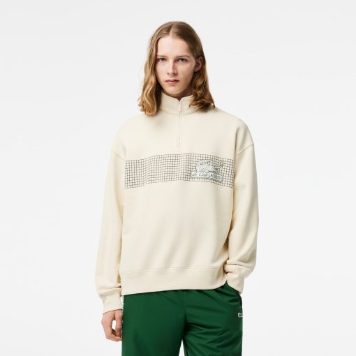 Lacoste Sweaters & Sweatshirts-Men’s Loose Fit Organic Cotton Half Zip Sweatshirt-SH5595-51-lacoste near me