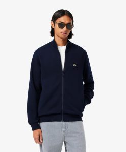 Lacoste Sweaters & Sweatshirts-Mens Zip-Up High-Neck Fleece Sweatshirt-SH9622-51-lacoste near me