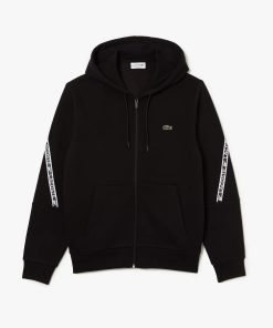 Lacoste Sweaters & Sweatshirts-Mens Printed Bands Zip-Up Hoodie-SH9885-51-lacoste outlet