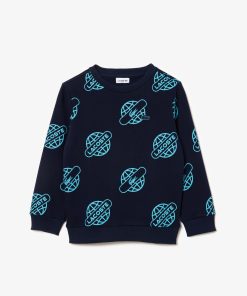 Lacoste Sweaters & Sweatshirts-Kids Globe Print Sweatshirt-SJ1152-51-lacoste near me