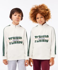 Lacoste Sweaters & Sweatshirts-Kids Tennis Print Quarter-Zip Sweatshirt-SJ1221-51-lacoste factory outlet