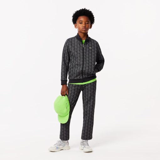 Lacoste Sweaters & Sweatshirts-Kids High-Neck Zip-Up Paris Monogram Sweatshirt-SJ1233-51-lacoste outlet - Image 2