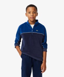 Lacoste Sweaters & Sweatshirts-Kids Zip-Up Colorblock Velour Sweatshirt-SJ2466-51-lacoste factory outlet