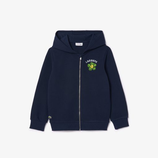 Lacoste Sweaters & Sweatshirts-Kids Zip-Up Flower Print Fleece Sweatshirt-SJ2495-51-lacoste cardigan - Image 2