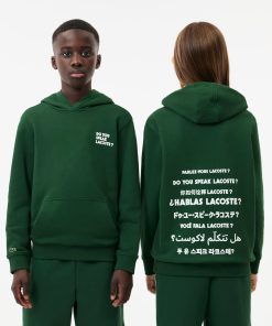 Lacoste Sweaters & Sweatshirts-Kids Printed Fleece Hoodie-SJ7954-51-lacoste factory outlet