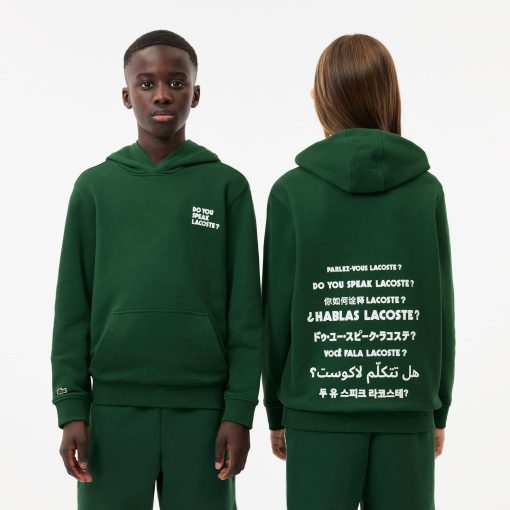 Lacoste Sweaters & Sweatshirts-Kids Printed Fleece Hoodie-SJ7954-51-lacoste factory outlet