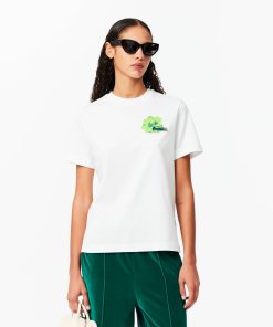 Lacoste T-Womens Floral Print Cotton T-Shirt-TF2687-51-lacoste store near me