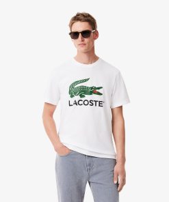 Lacoste Sweaters & Sweatshirts-Mens Signature Print Cotton T-Shirt-TH1285-51-la coste