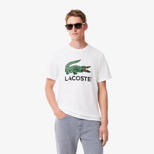 Lacoste Sweaters & Sweatshirts-Mens Signature Print Cotton T-Shirt-TH1285-51-la coste