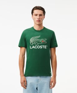 Lacoste Sweaters & Sweatshirts-Mens Signature Print Cotton T-Shirt-TH1285-51-lacoste france