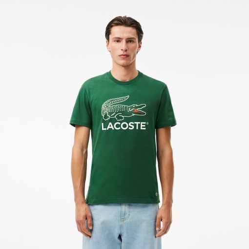 Lacoste Sweaters & Sweatshirts-Mens Signature Print Cotton T-Shirt-TH1285-51-lacoste france