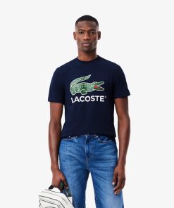 Lacoste Sweaters & Sweatshirts-Mens Signature Print Cotton T-Shirt-TH1285-51-lacoste sale