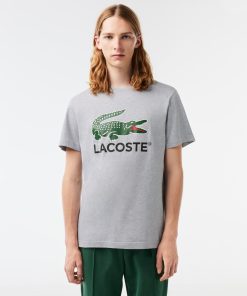 Lacoste Sweaters & Sweatshirts-Mens Signature Print Cotton T-Shirt-TH1285-51-lacoste outlet