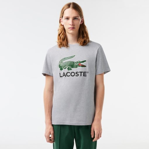 Lacoste Sweaters & Sweatshirts-Mens Signature Print Cotton T-Shirt-TH1285-51-lacoste outlet