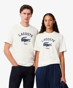 Lacoste Sweaters & Sweatshirts-Unisex Signature Print Cotton T-Shirt-TH2733-51-lacoste store