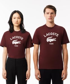 Lacoste Sweaters & Sweatshirts-Unisex Signature Print Cotton T-Shirt-TH2733-51-lacoste near me