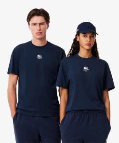 Lacoste Sweaters & Sweatshirts-Unisex Signature Print Cotton T-Shirt-TH2739-51-la coste