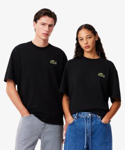 Lacoste Sweaters & Sweatshirts-Unisex Loose Fit Heavy Cotton Badge T-Shirt-TH2745-51-la coste