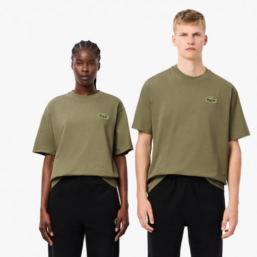 Lacoste Sweaters & Sweatshirts-Unisex Loose Fit Heavy Cotton Badge T-Shirt-TH2745-51-lacoste near me