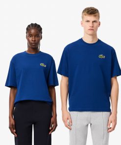 Lacoste Sweaters & Sweatshirts-Unisex Loose Fit Heavy Cotton Badge T-Shirt-TH2745-51-lacoste factory outlet