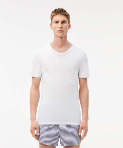 Lacoste Underwear & Loungewear-Mens 3-Pack Slim Fit Undershirts-TH3374-51-lacoste usa