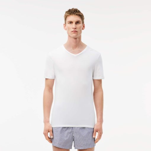 Lacoste Underwear & Loungewear-Mens 3-Pack Slim Fit Undershirts-TH3374-51-lacoste usa