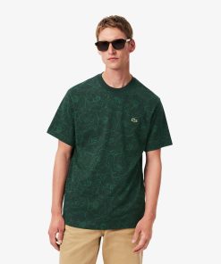 Lacoste T-Mens Heavy Cotton Flower Print T-Shirt-TH3596-51-lacoste us